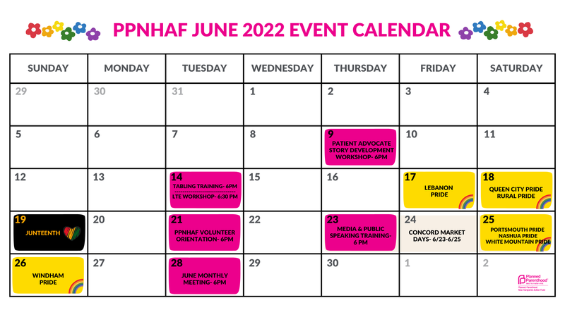 June 2022 PPNHAF Events and Pride Guide | Planned Parenthood New Hampshire  Action Fund