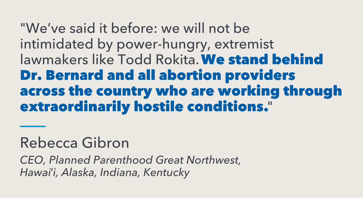 Planned Parenthood Statement Supporting Dr. Caitlin Bernard, Abortion Providers Planned